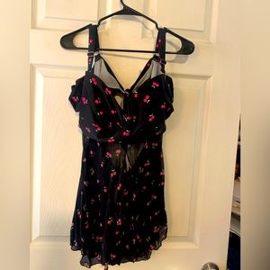 Smart and Sexy Two Piece Swim Suit Cherries Black
